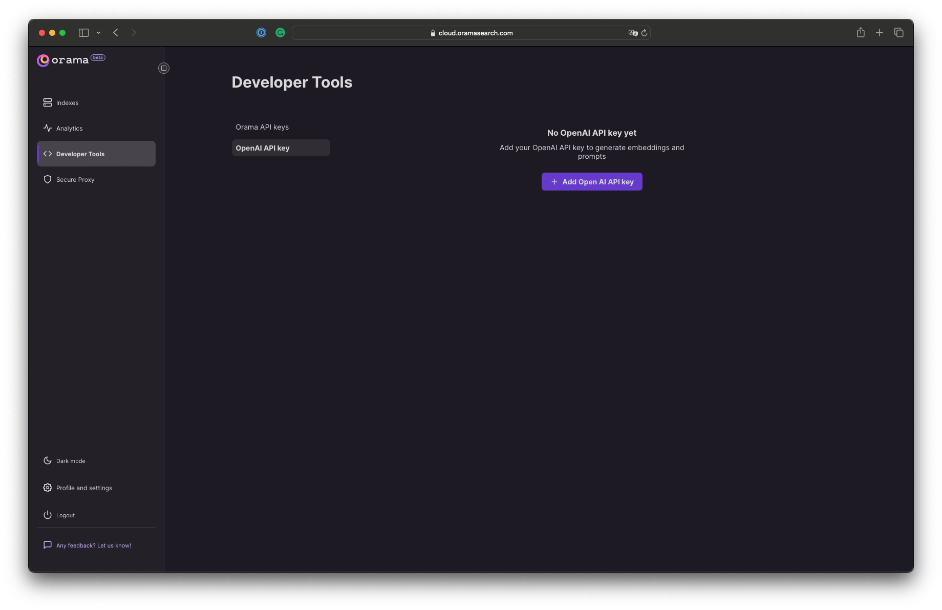 Adding OpenAI API Key to Orama Cloud
