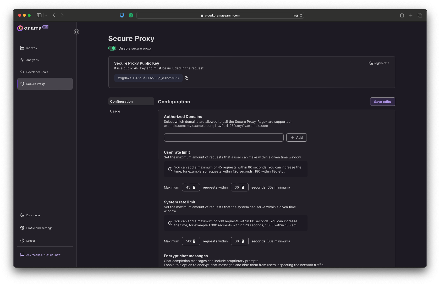 Orama Secure Proxy Key